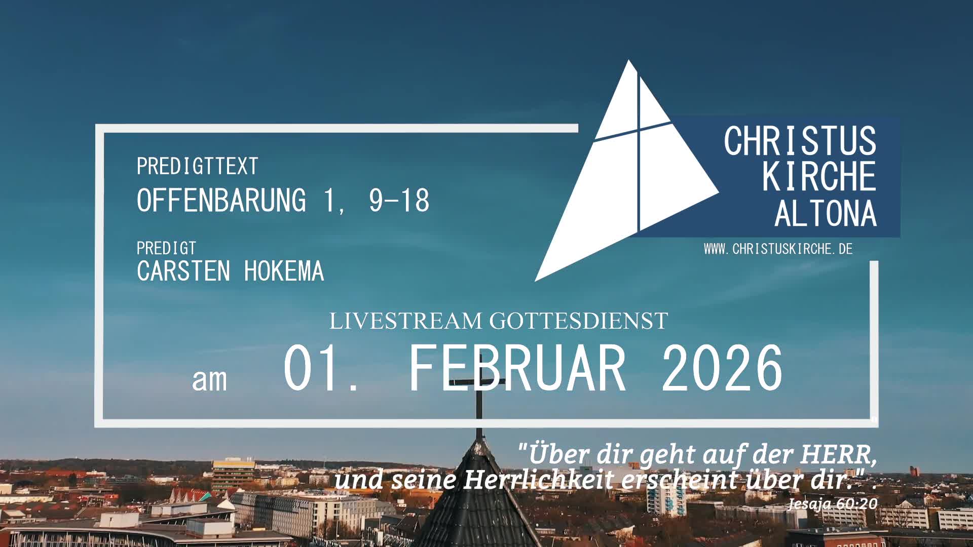 Gottesdienst mit Abendmahl am 01. Februar 2026 aus der Christuskirche Altona